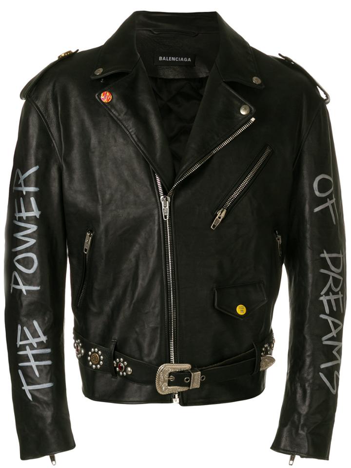Balenciaga Personalized Biker Jacket - Black