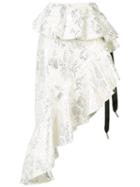 Marques'almeida - Jacquard Asymmetric Skirt - Women - Cotton/polyester/acetate/metallized Polyester - 10, White, Cotton/polyester/acetate/metallized Polyester