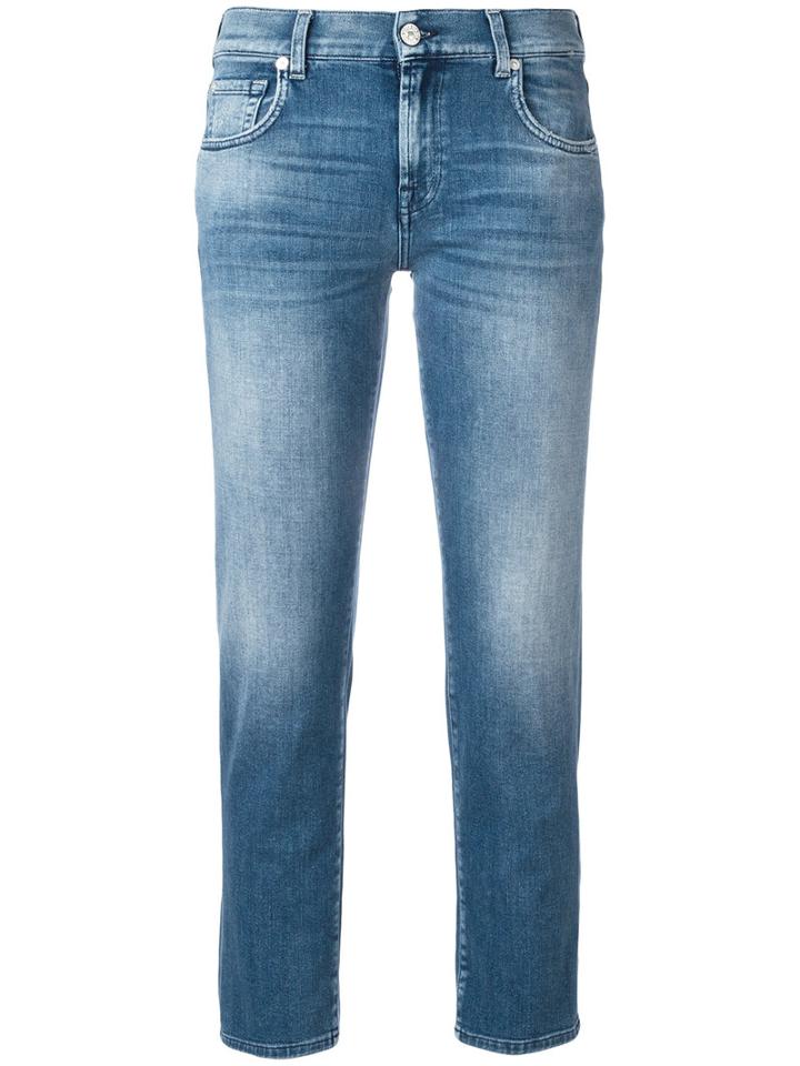 7 For All Mankind Cropped Jeans, Women's, Size: 31, Blue, Cotton/polyester/spandex/elastane
