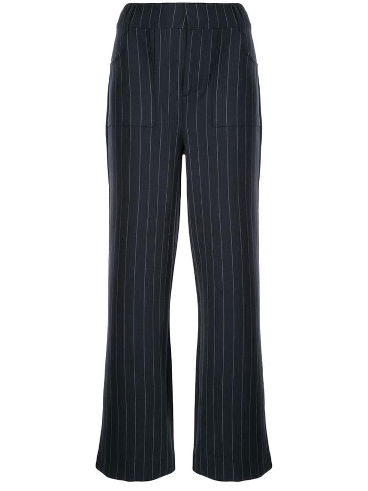 Ganni Pinstriped Wide-leg Trousers - Blue