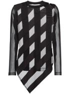 Marques'almeida Sheer Stripe Cotton Blend Asymmetric Top - Black