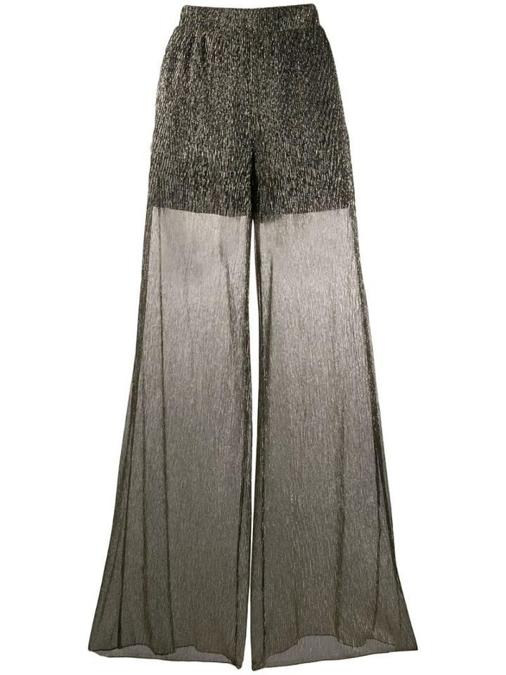 Be Blumarine Wide Leg Sheer Trousers - Gold