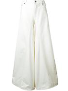 Mm6 Maison Margiela Flared Wide-leg Jeans - White