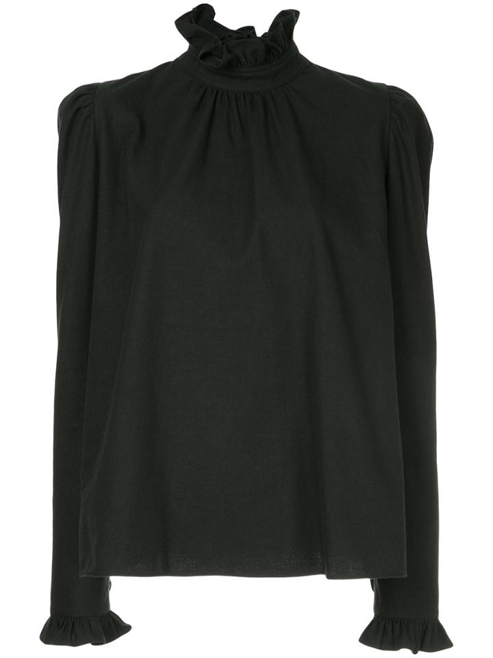 Goen.j Ruffle Trimmed Top - Black