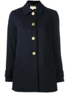 Michael Michael Kors Metallic Button Coat, Women's, Size: Xs, Blue, Polyester/spandex/elastane/viscose