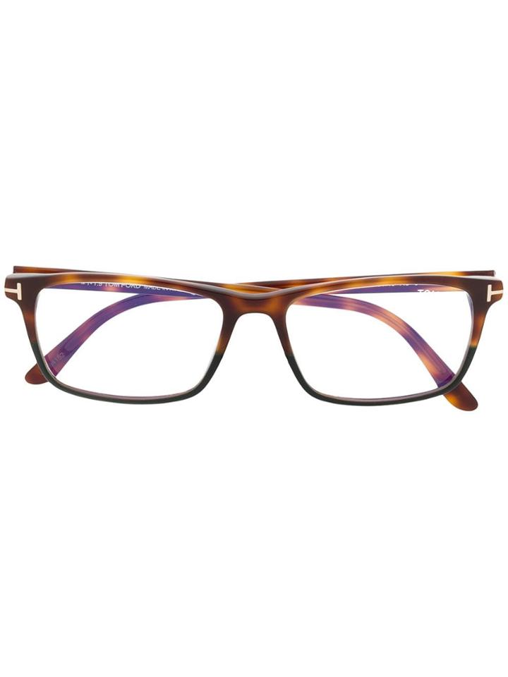Tom Ford Eyewear Tortoiseshell-effect Square Frames - Brown