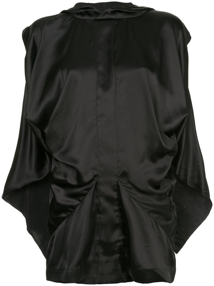 Moohong Draped Sleeveless Hood Top - Black