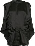Moohong Draped Sleeveless Hood Top - Black