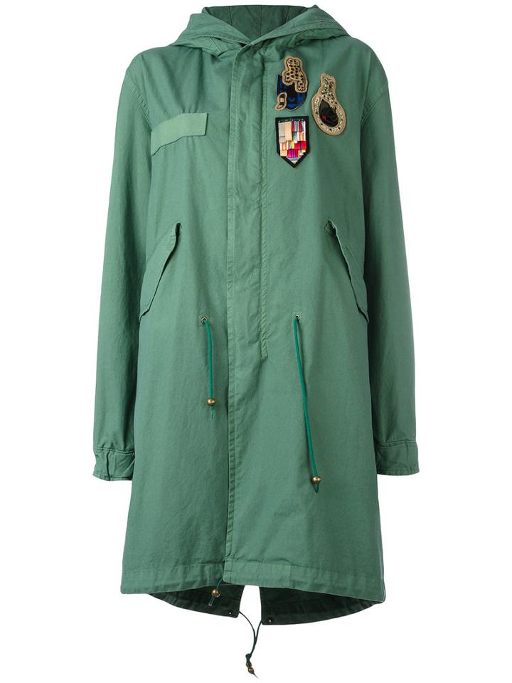 Mr & Mrs Italy Multi Patch Parka, Women's, Size: Xs, Green, Cotton/wool/silk/viscose