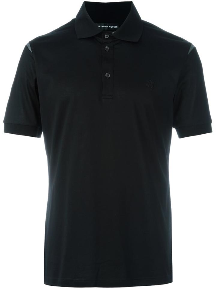 Alexander Mcqueen Embroidered Logo Polo Shirt, Men's, Size: Xs, Black, Cotton