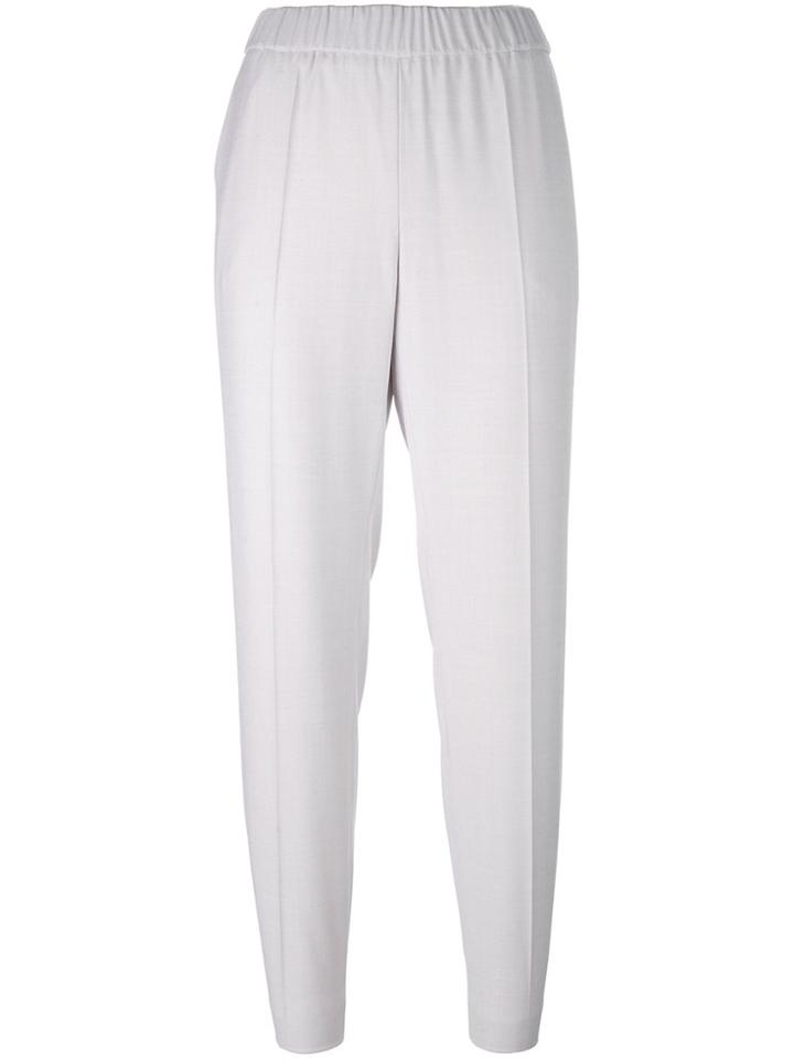 Les Copains Elasticated Waist Tapered Trousers - Pink & Purple