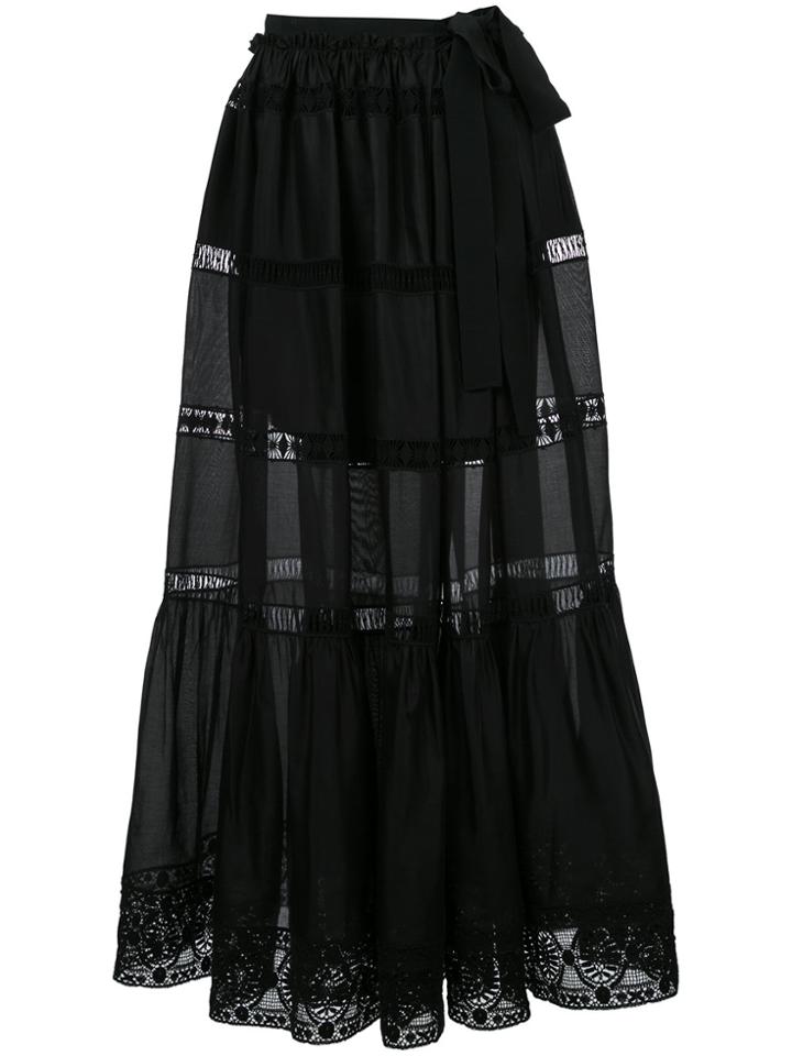 Alberta Ferretti Semi-sheer Flared Maxi Skirt - Black