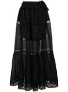 Alberta Ferretti Semi-sheer Flared Maxi Skirt - Black