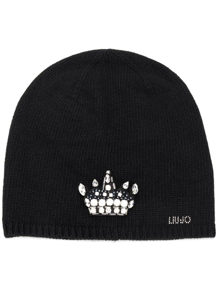 Liu Jo Embellished Crown Beanie - Black