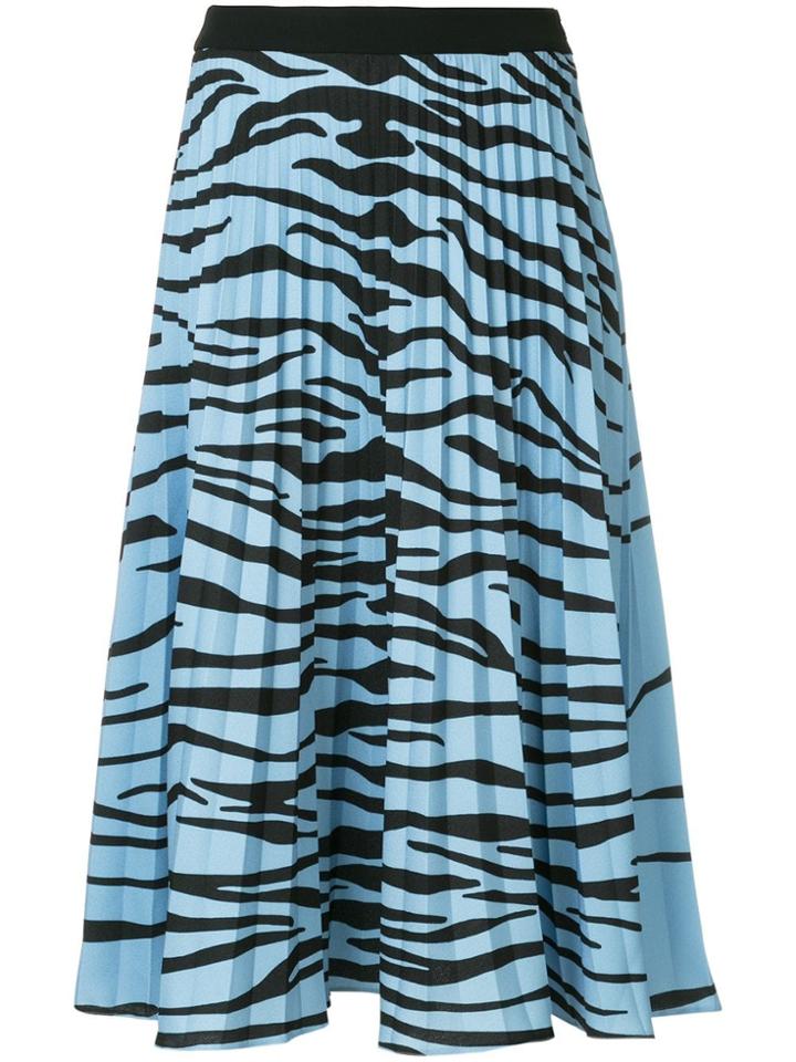 Ssheena Zebra Print Pleated Skirt - Blue