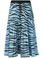 Ssheena Zebra Print Pleated Skirt - Blue