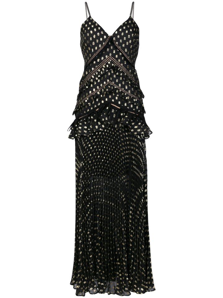 Self-portrait Polka Dot Maxi Dress - Brown