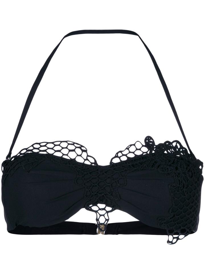 Ermanno Scervino Macramé Bikini Top - Black