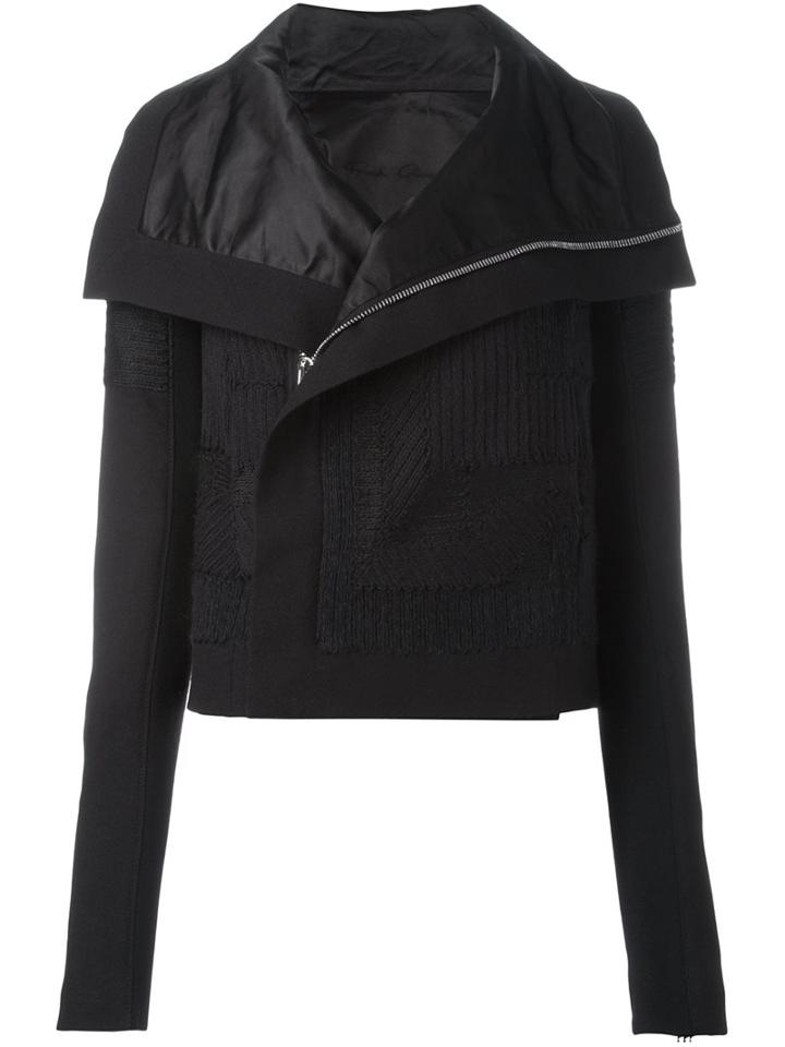 Rick Owens Embroidered Panel Biker Jacket
