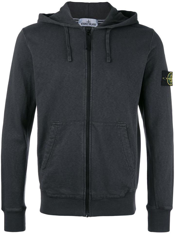 Stone Island Zip Hoodie, Size: Xl, Grey, Cotton