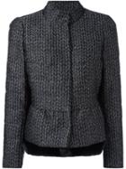 Armani Collezioni Layered Jacquard Jacket, Women's, Size: 44, Black, Acrylic/polyamide/wool