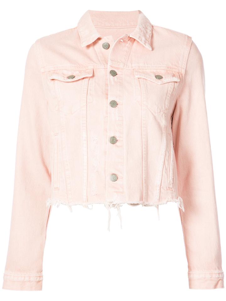 Grlfrnd Cropped Denim Jacket - Pink & Purple