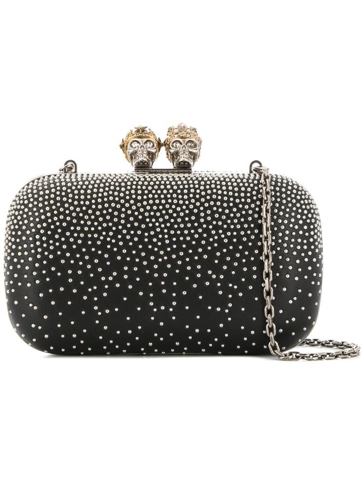 Alexander Mcqueen Studded Skull Embellished Clutch - Black