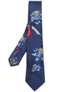 Paul Smith Floral Embroidered Tie - Blue