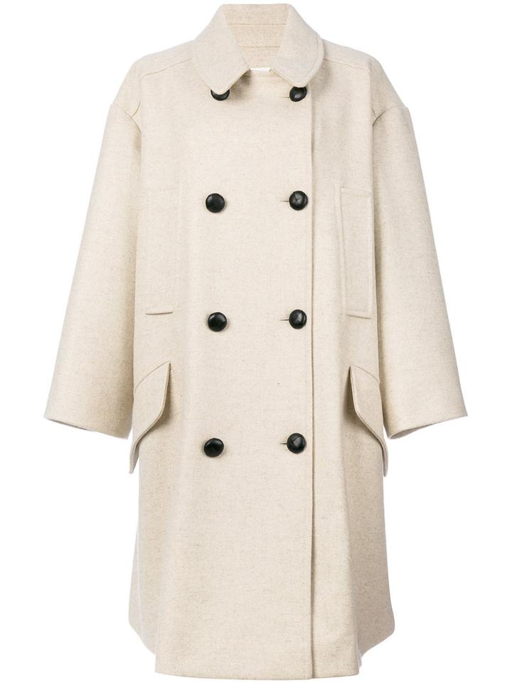 Isabel Marant Étoile - Multi-pockets Double-breasted Coat - Women - Polyester/wool - 38, Nude/neutrals, Polyester/wool
