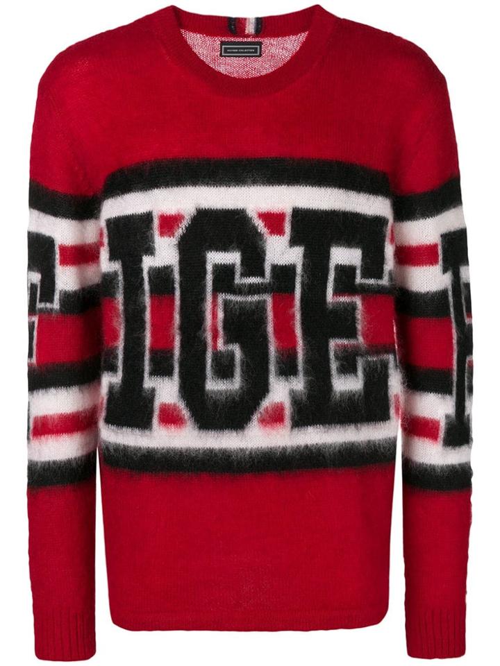Hilfiger Collection Striped Knit Sweater - Red