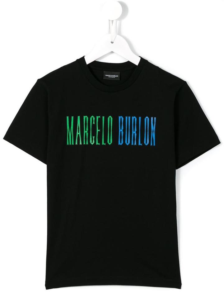 Marcelo Burlon County Of Milan Kids Logo T-shirt, Boy's, Size: 10 Yrs, Black