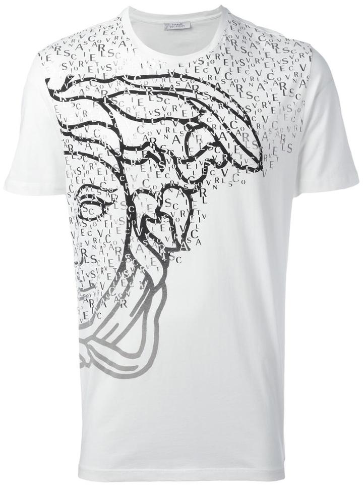 Versace Collection Logo Print T-shirt, Men's, Size: Xs, White, Cotton