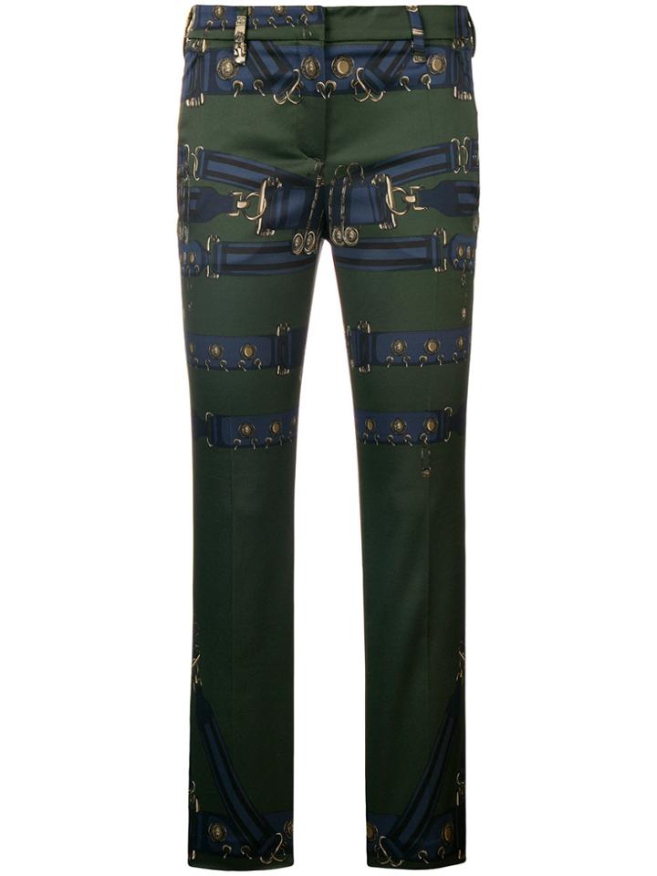 Versus Buckle-print Fitted Trousers - Green