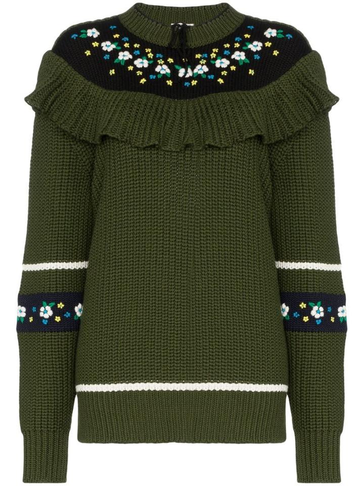 Miu Miu Floral Knit Jumper - Green