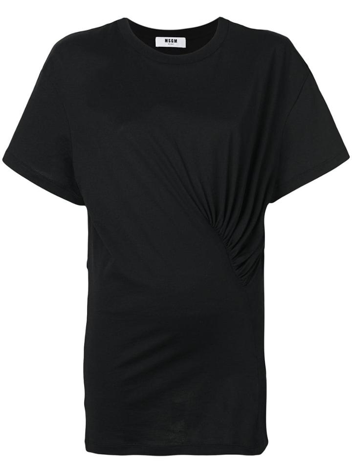 Msgm Ruched Crew Neck T-shirt - Black
