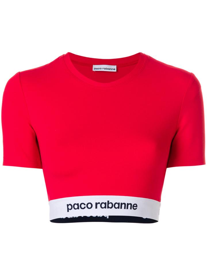 Paco Rabanne Cropped Elasticated Hem T-shirt - Red