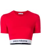 Paco Rabanne Cropped Elasticated Hem T-shirt - Red