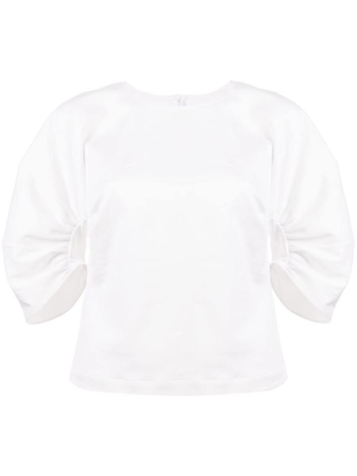 Rosetta Getty Gather Sleeve Top - White