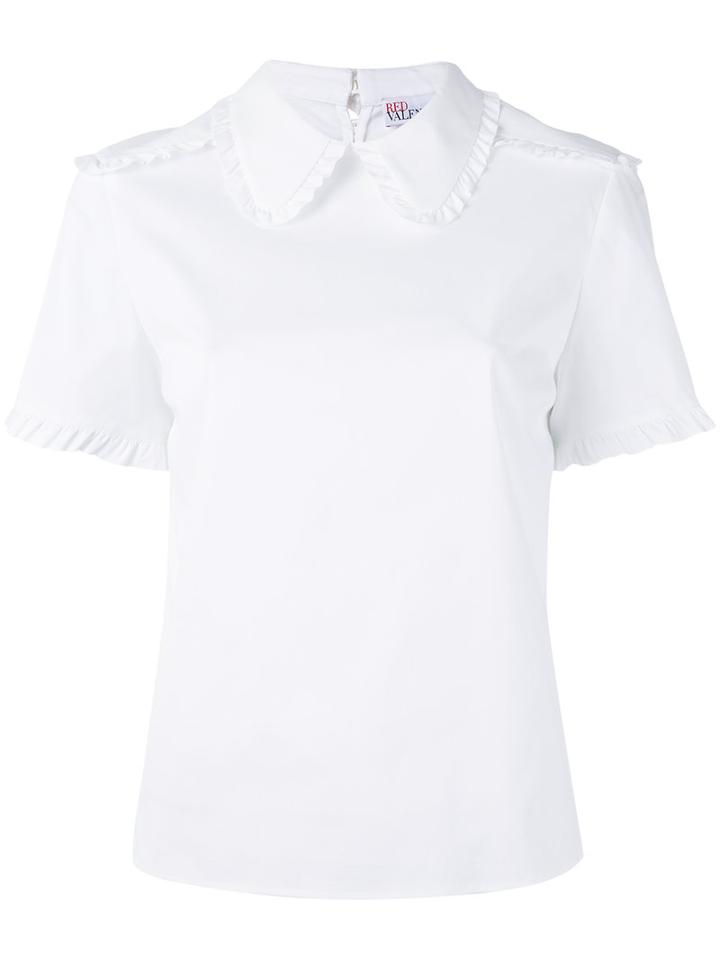 Red Valentino - Classic Collar Ruffled T-shirt - Women - Cotton/polyamide/spandex/elastane - 44, White, Cotton/polyamide/spandex/elastane