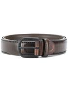 Canali Ribbed Logo Belt - Brown