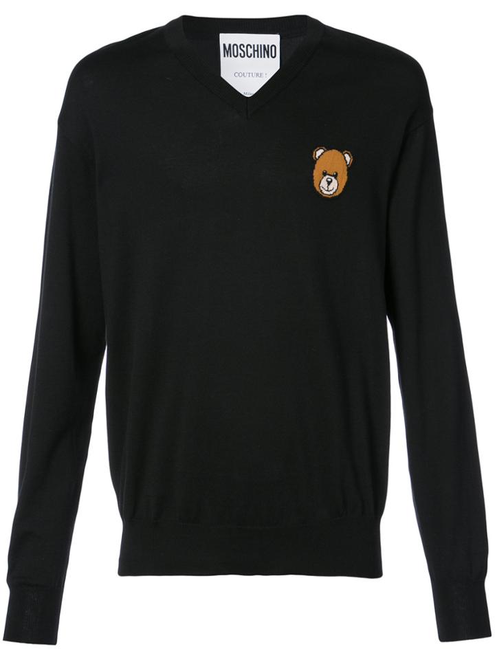 Moschino Teddy V-neck Sweater - Black