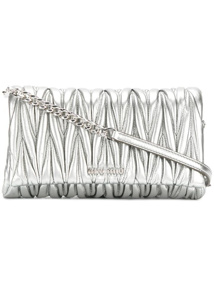 Miu Miu Textured Shoulder Bag - Metallic