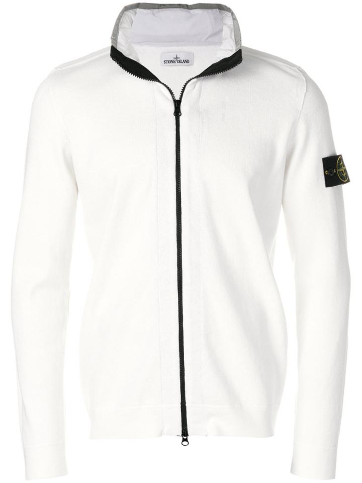 Stone Island Zipped Logo Sweatshirt - White