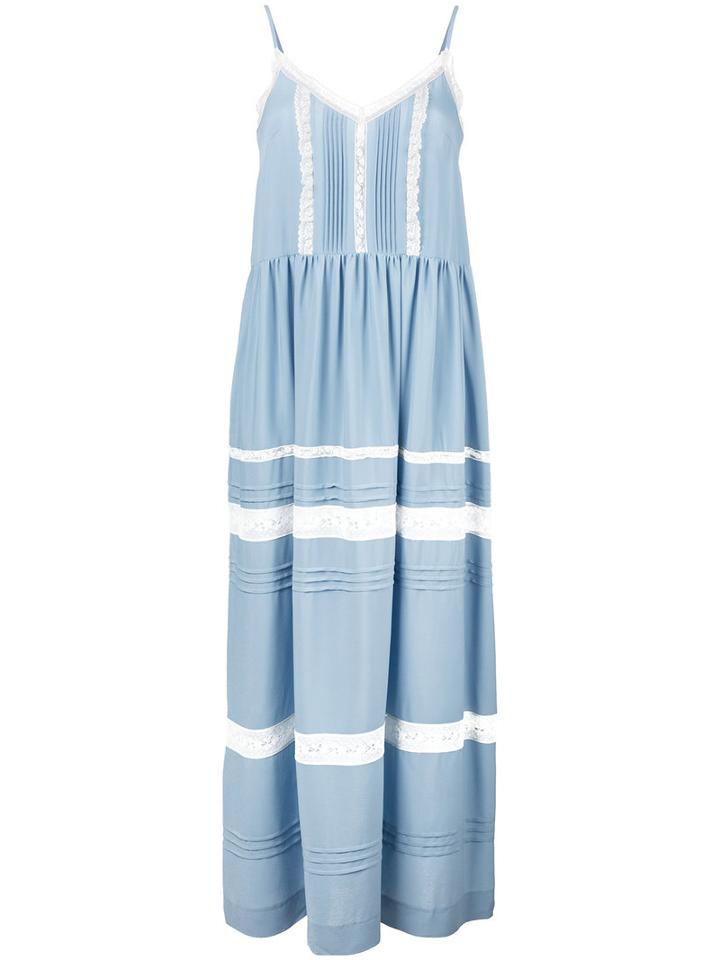 P.a.r.o.s.h. V-neck Maxi Dress, Women's, Size: Medium, Blue, Acetate/silk/cotton/polyamide