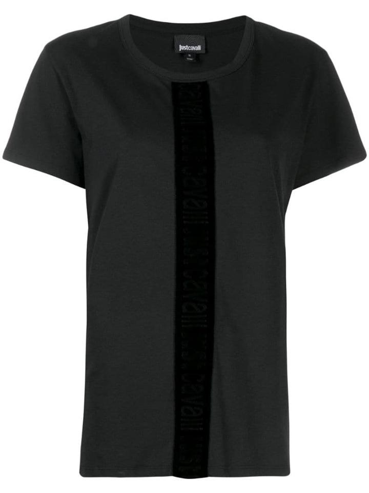 Just Cavalli Velvet Trim T-shirt - Black