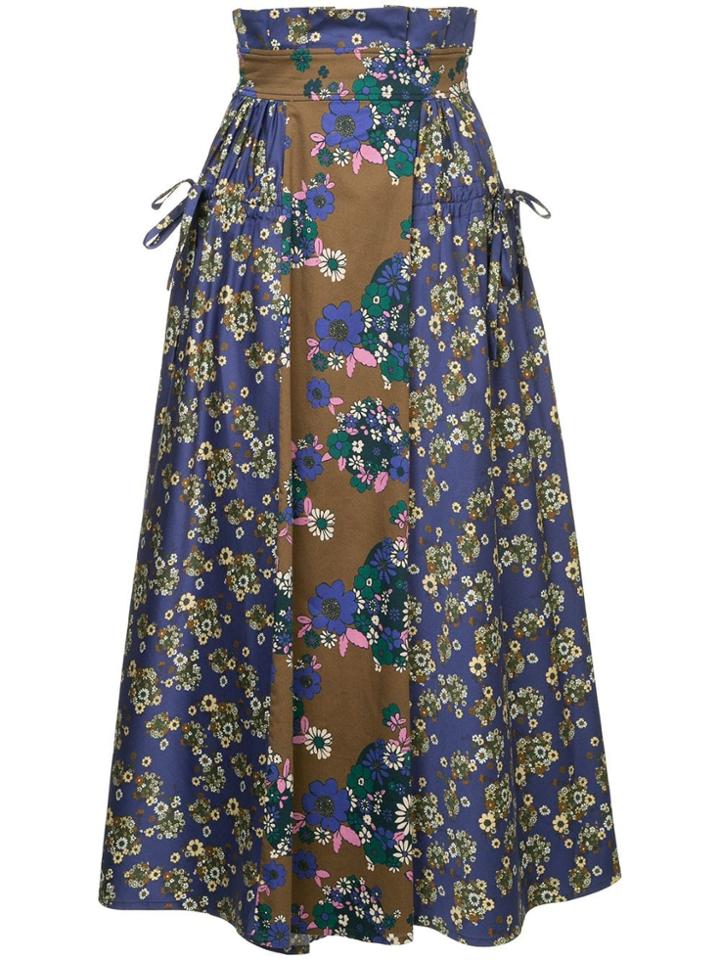 Teija Floral Panel Skirt - Blue