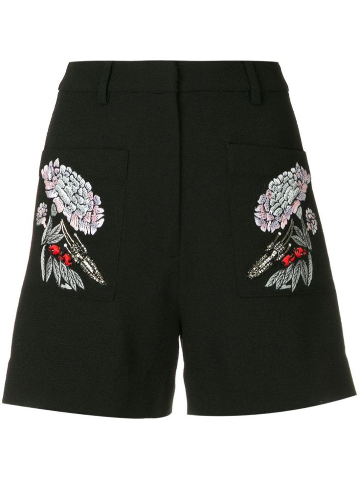 Markus Lupfer Floral Embroidered Shorts - Black