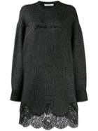 Givenchy Lace Scalloped Sweater Dress - Black