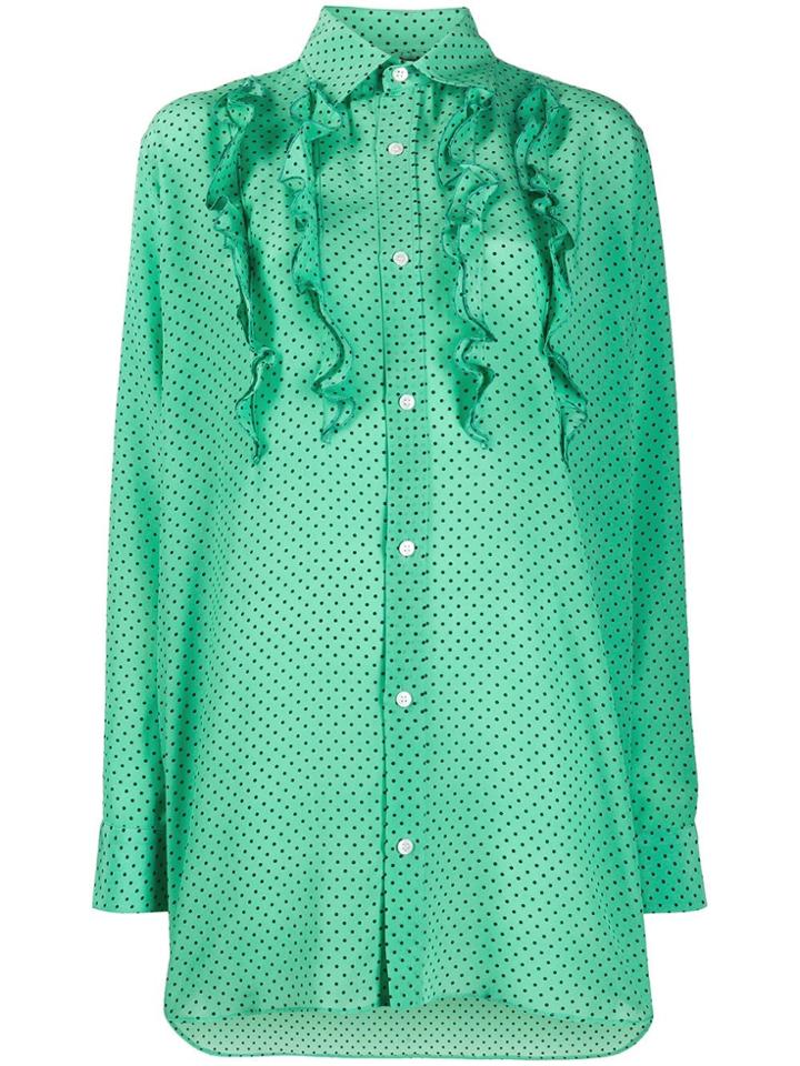 Plan C Oversized Polka Dot Shirt - Green