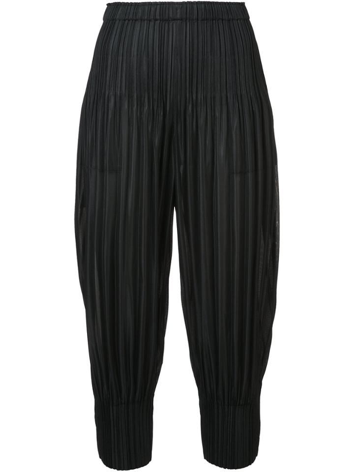 Pleats Please By Issey Miyake Fluffy Cropped Trousers - Black